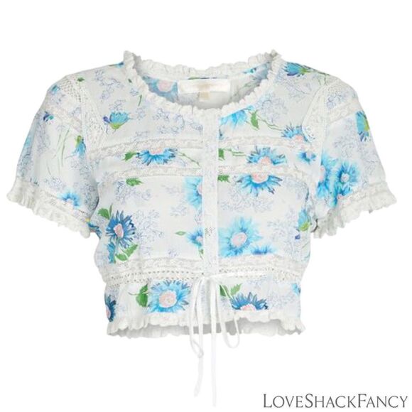 LOVESHACKFANCY **NWT** Farley Crop Top in Blueberry Cloud - Picture 3 of 11